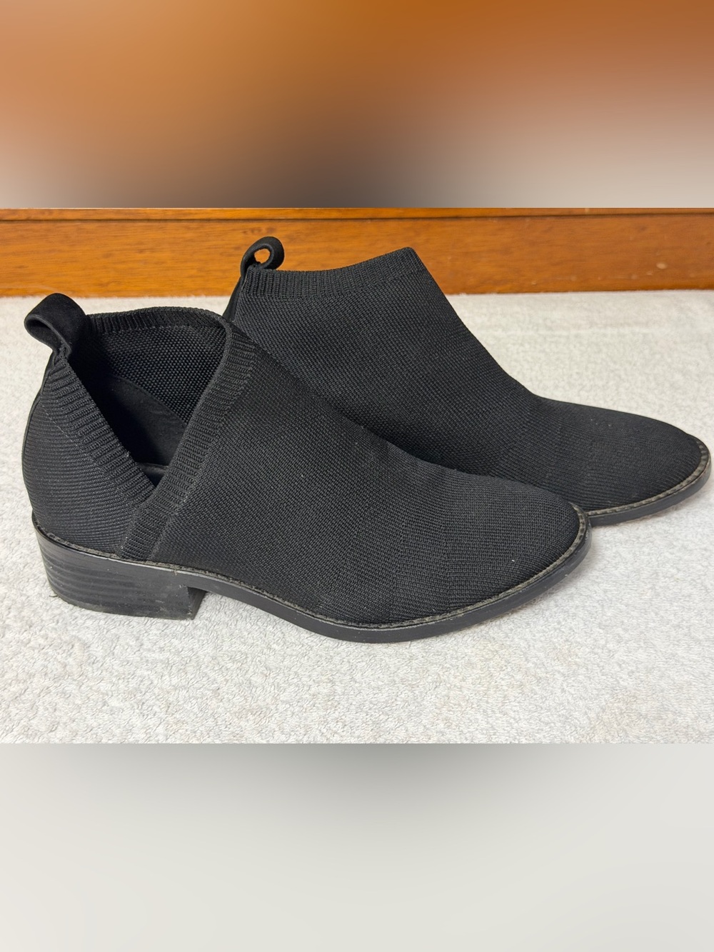 Eileen Fisher Davie Stretch Knit Ankle Bootie Slip-On Vero Cuoio Italian Leather